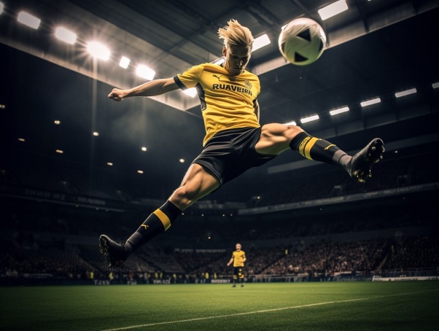 Erling Haaland's towering height facilitates easy goal-scoring.